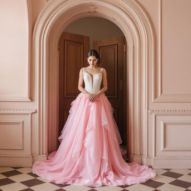 Wedding Dress Pink Colour
